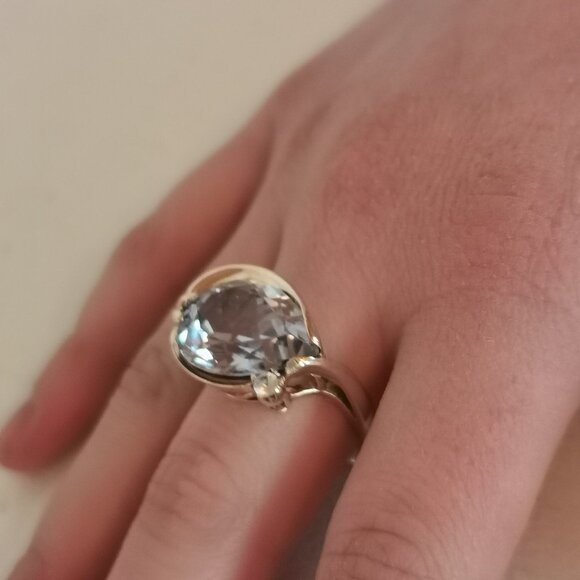 Vintage 10 Kt Large Stone Gold Ring - Picture 9 of 12